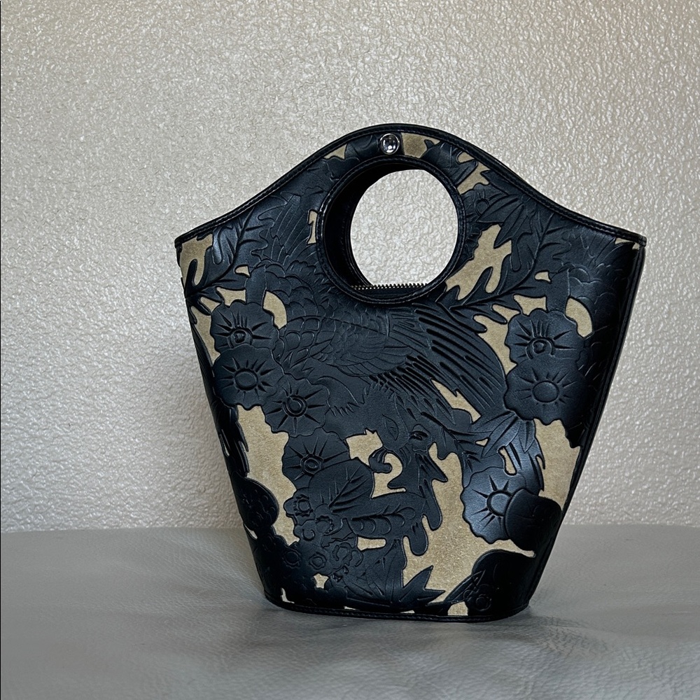 Elizabeth and James Black and Tan Tote Bag Purse